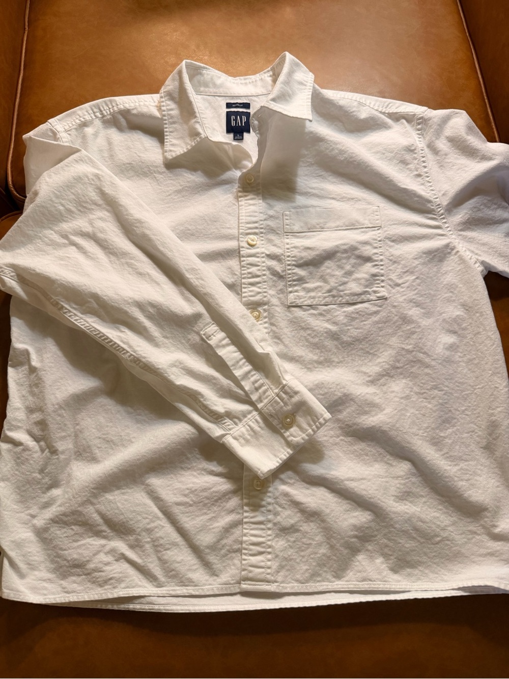 GAP White Men's Long-Sleeve Button-Down Oxford Shirt